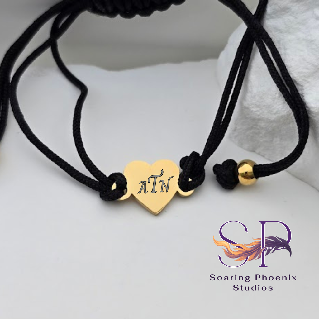 Petite Heart Cord Bracelet - Custom Engraved