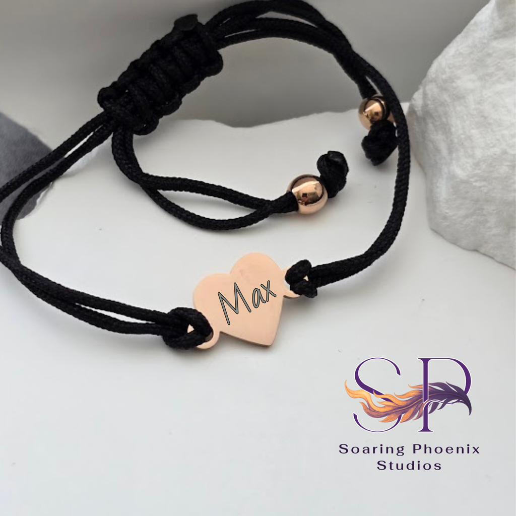 Petite Heart Cord Bracelet - Custom Engraved
