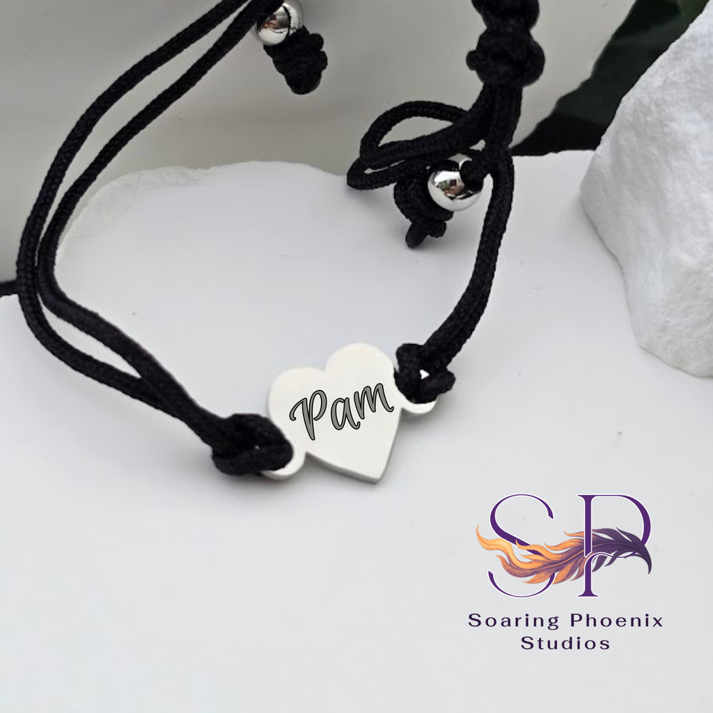 Petite Heart Cord Bracelet - Custom Engraved