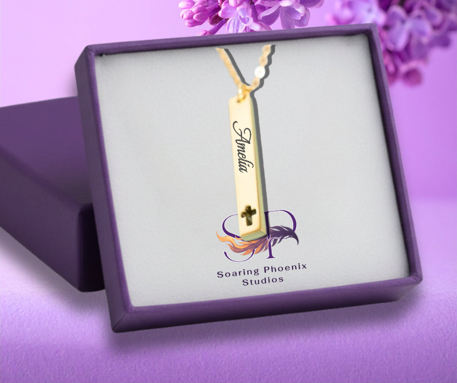 Cross Cutout Bar Necklace