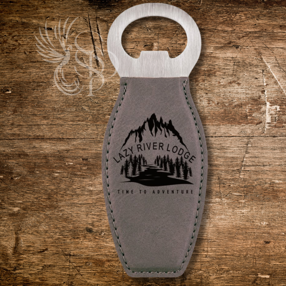 Magnetic Bottle Opener - Leatherette - Custom Engraved