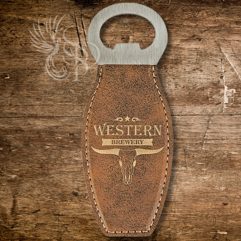 Magnetic Bottle Opener - Leatherette - Custom Engraved