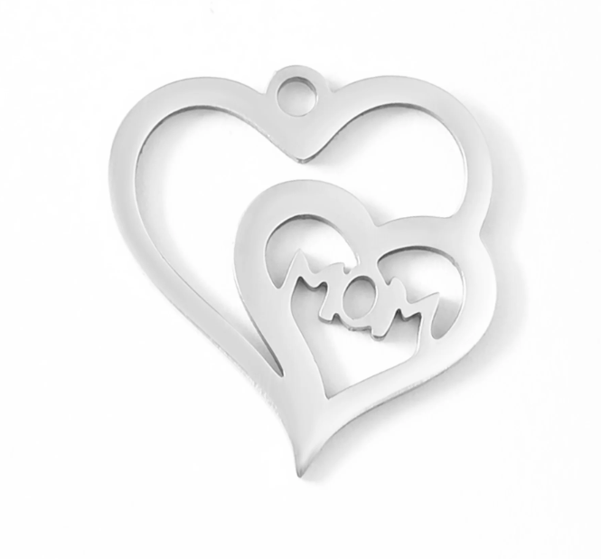 Mom Double Heart Charm