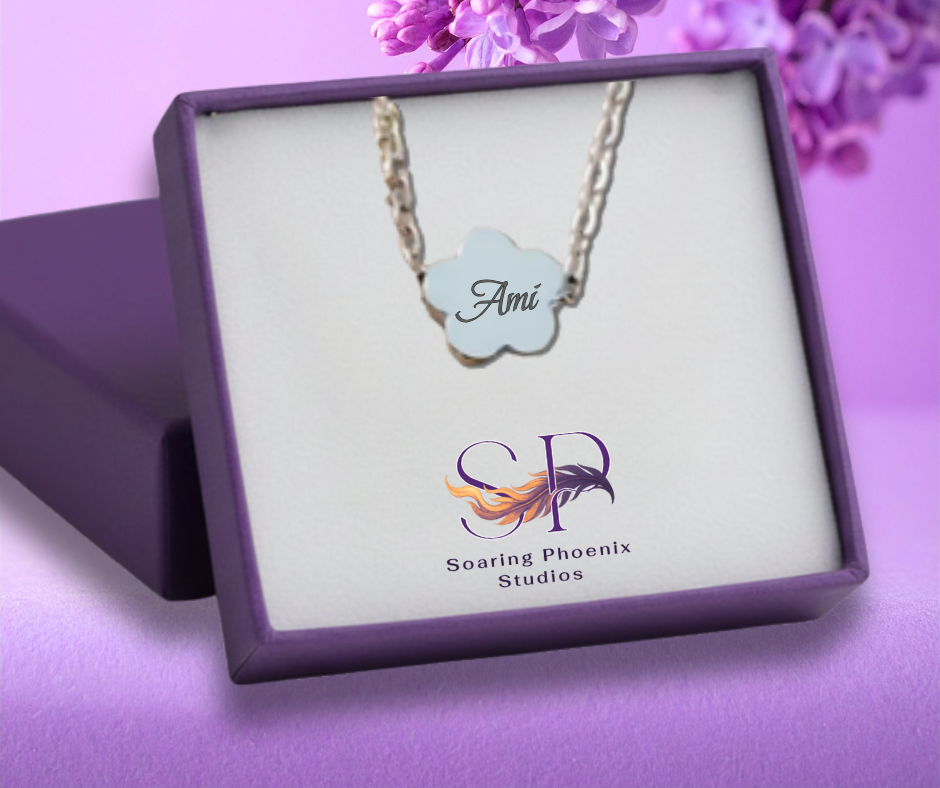Petite Flower Charm Necklace - Custom Engraved