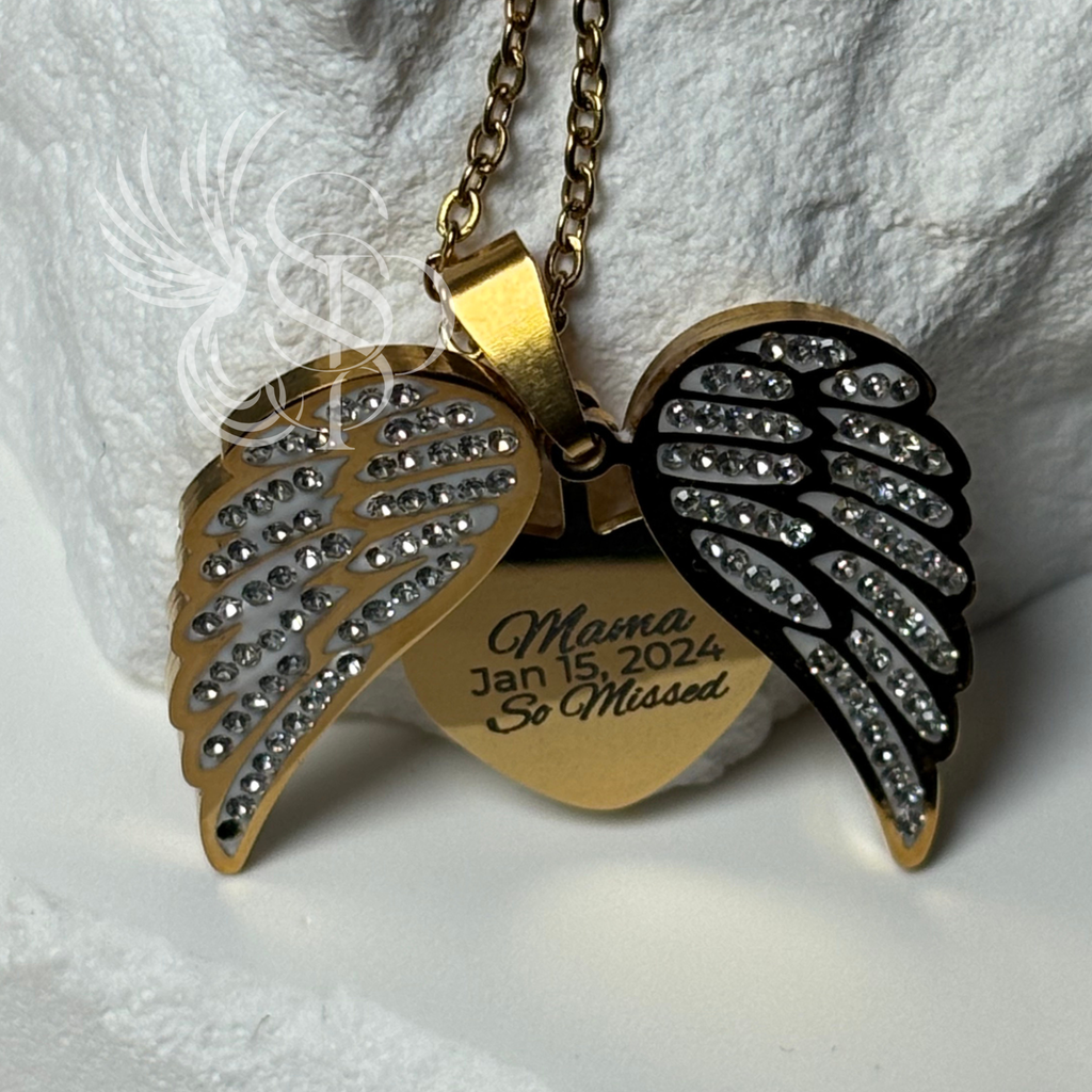Wings of Remembrance - Memorial Necklace - Personalized