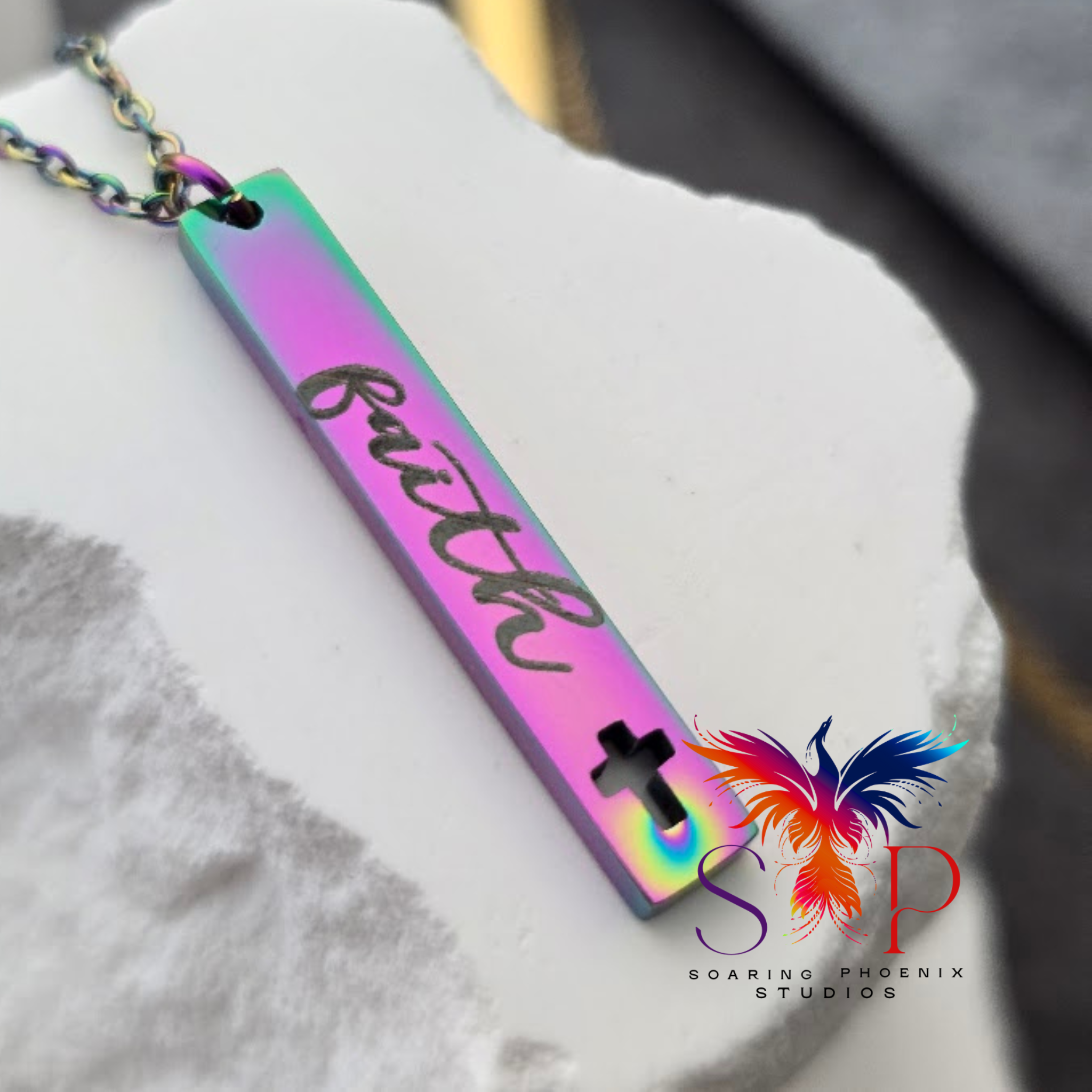 Cross Cutout Bar Necklace