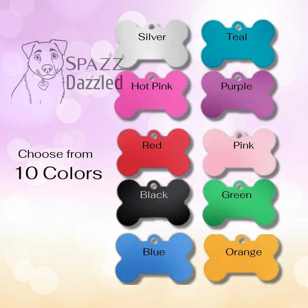 Spazz Dazzled Dog Bone Pet Tag - Customized