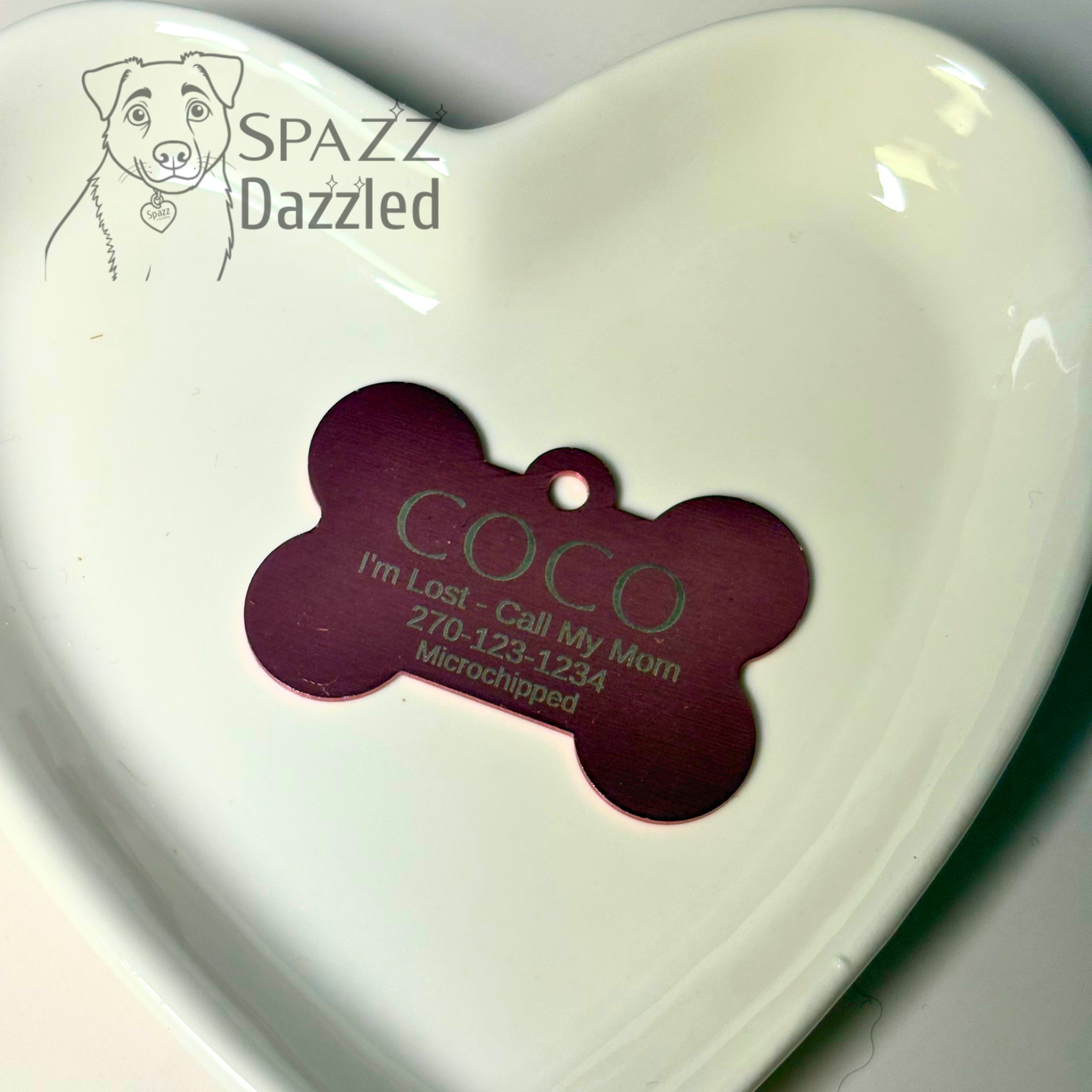 Spazz Dazzled Dog Bone Pet Tag - Customized