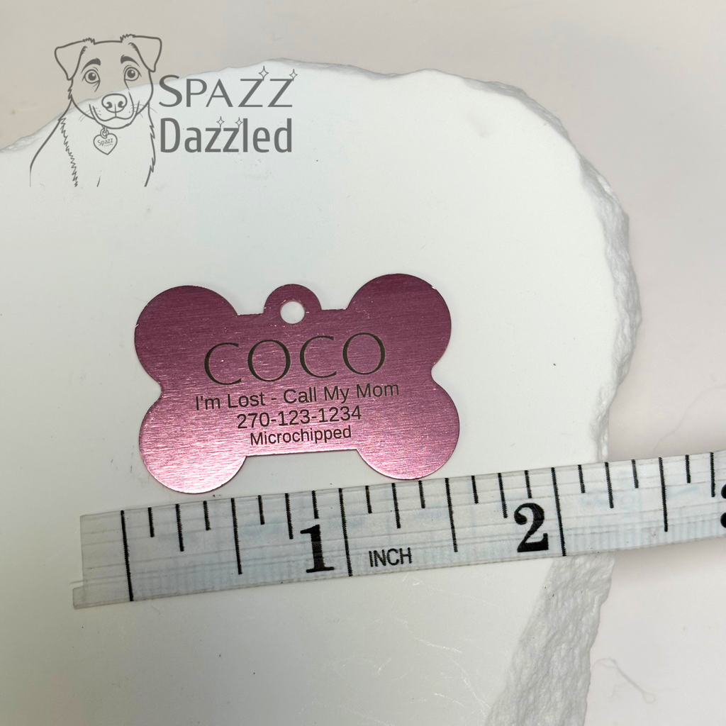 Spazz Dazzled Dog Bone Pet Tag - Customized