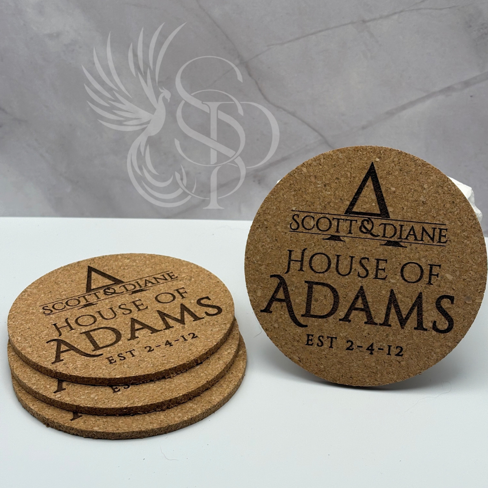 Cork Coaster - Set of 4 - Custom Engraved