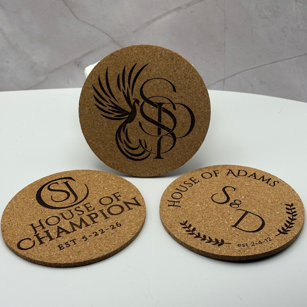 Cork Coaster - Set of 4 - Custom Engraved