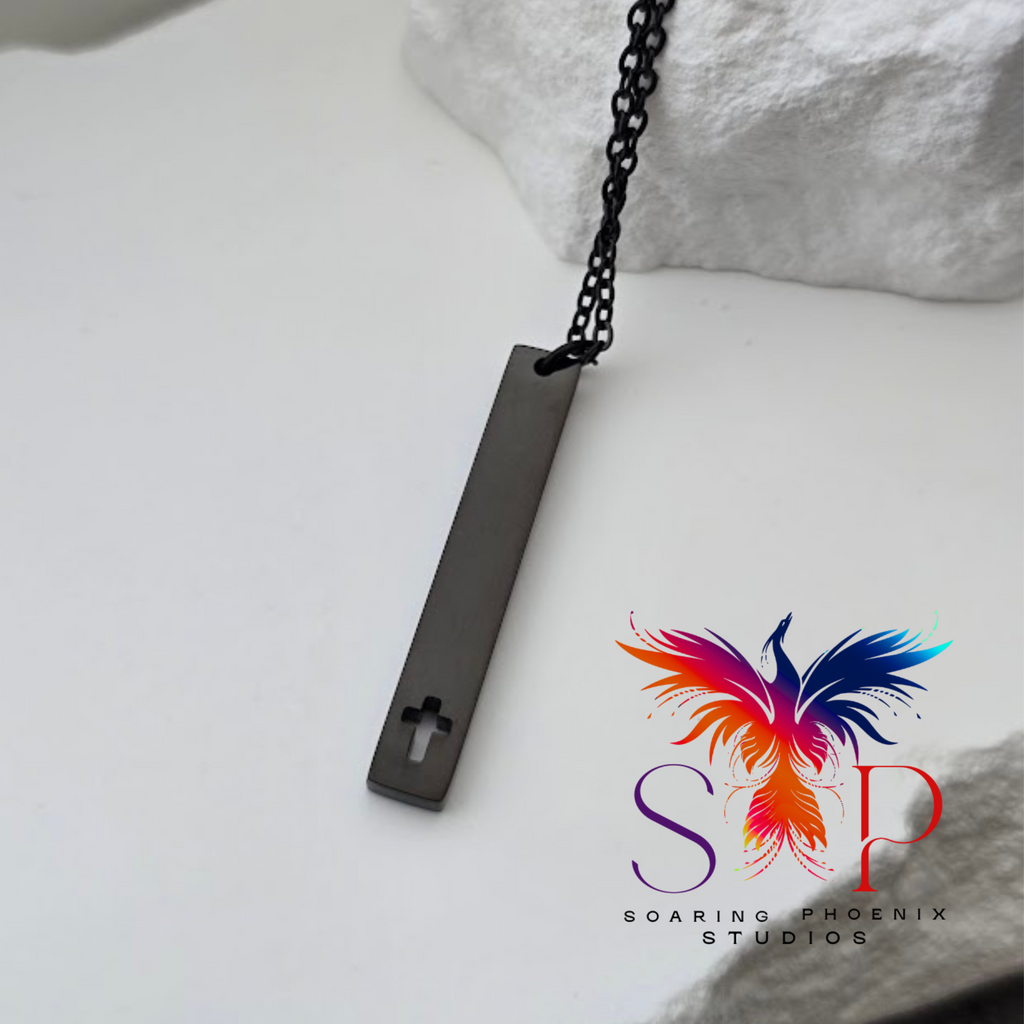 Cross Cutout Bar Necklace