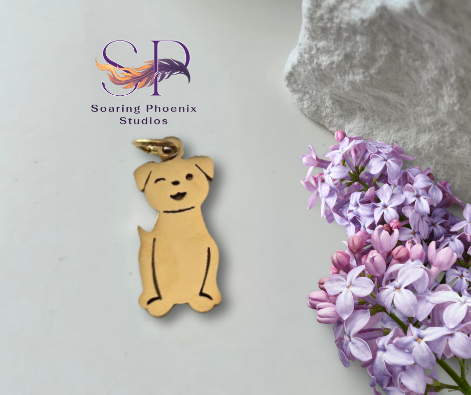 Happy Dog Charm - Custom Engraved