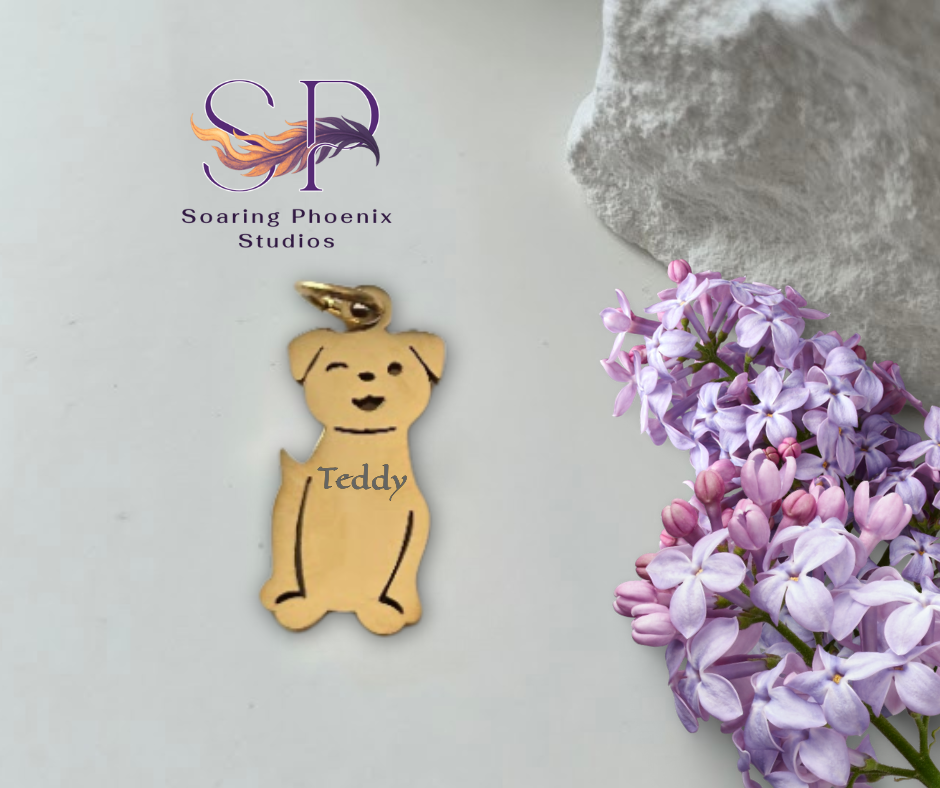 Happy Dog Charm - Custom Engraved