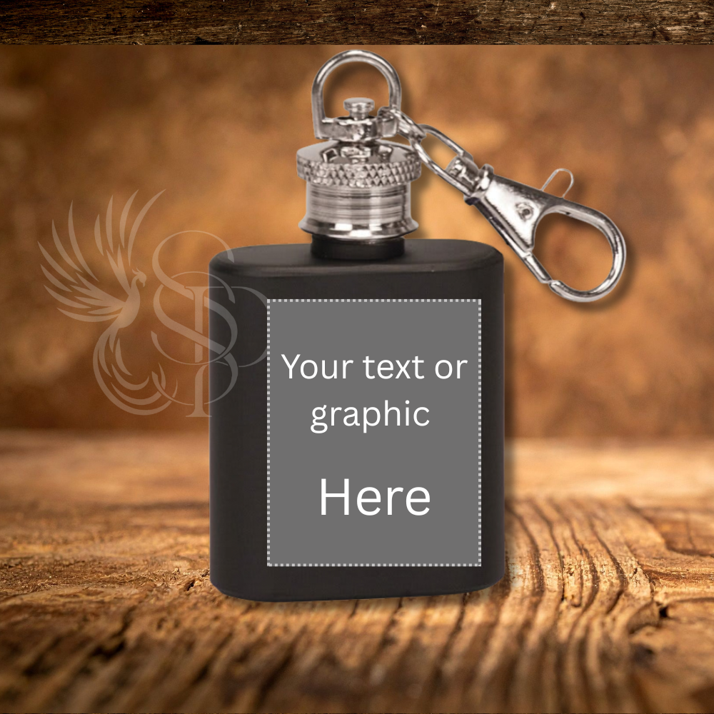 Keychain Flask -Custom Engraved - Stainless Steel
