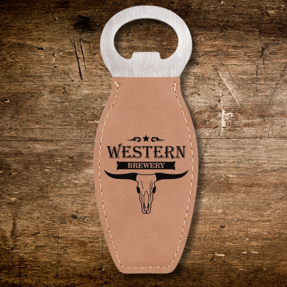 Magnetic Bottle Opener - Leatherette - Custom Engraved