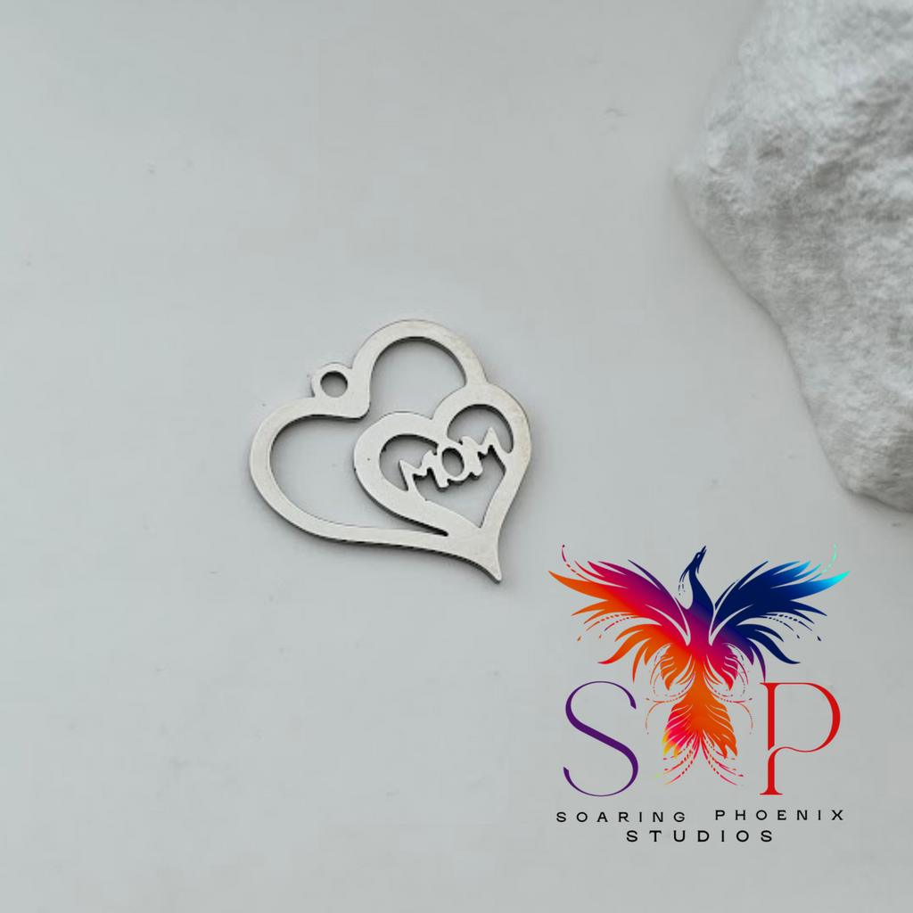 Mom Double Heart Charm