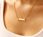 Moon Cutout Bar Necklace - Personalized