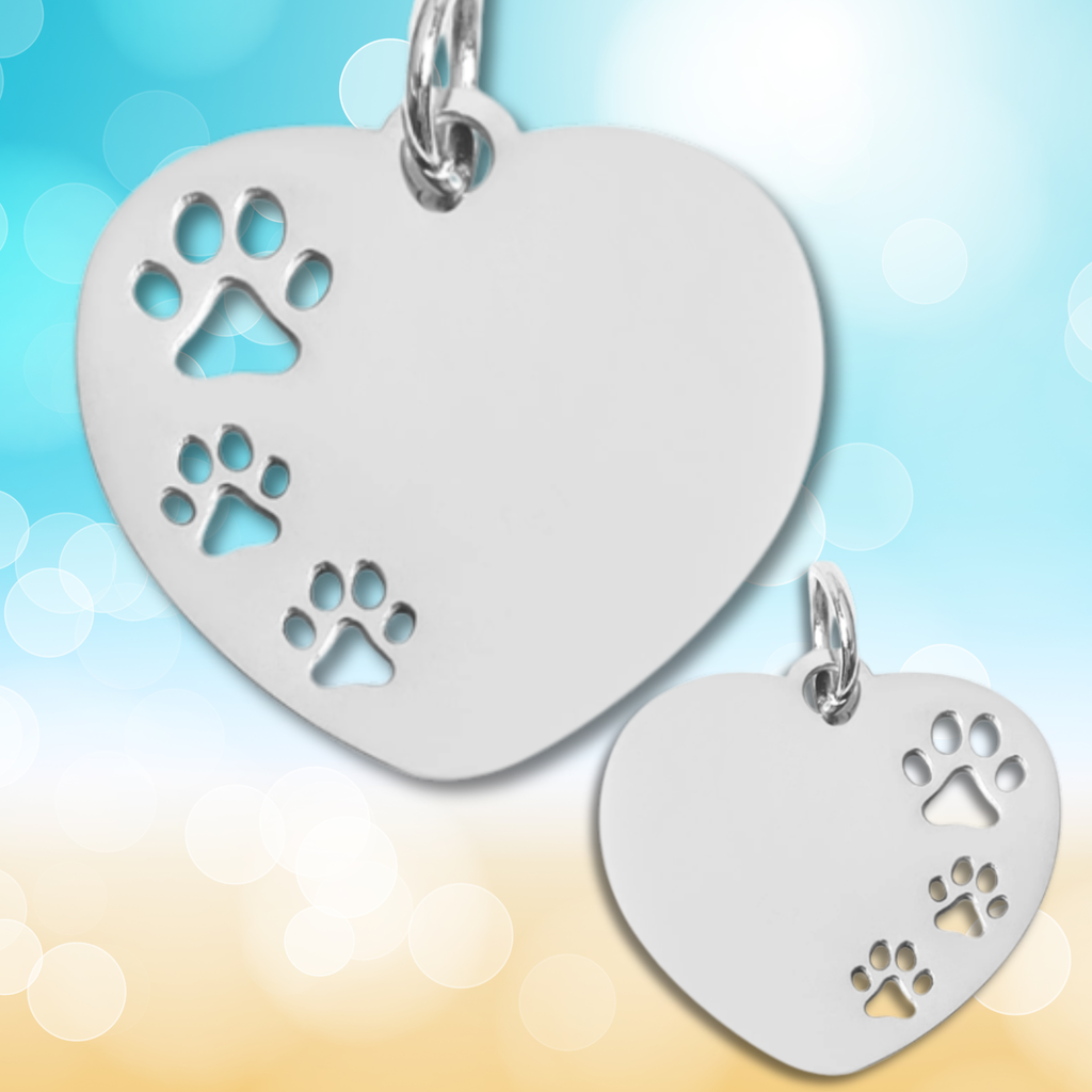 Pawprint Heart Charm - Personalized