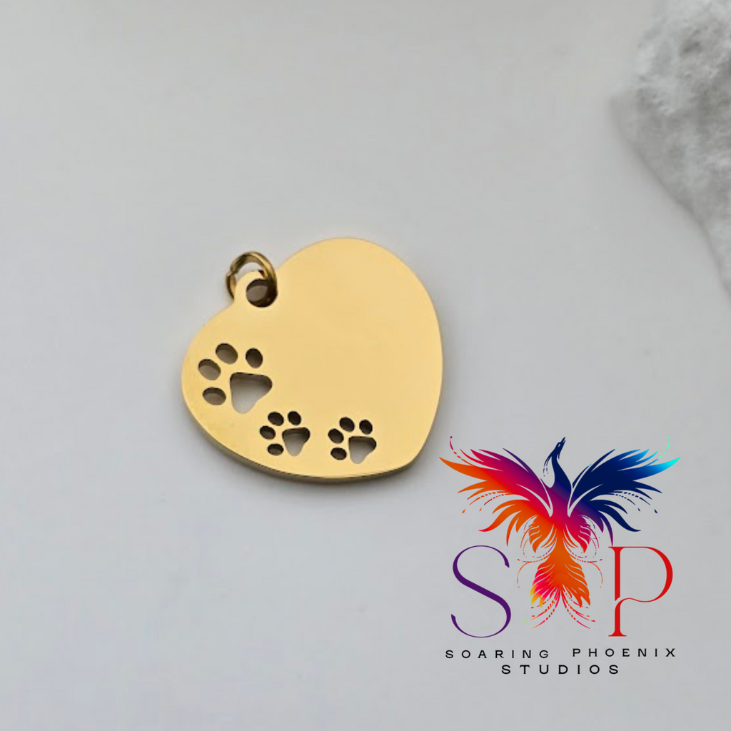 Pawprint Heart Charm - Personalized