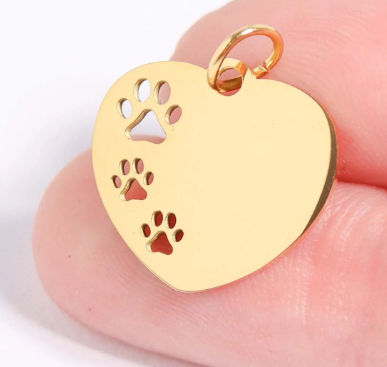 Pawprint Heart Charm - Personalized
