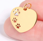 Pawprint Heart Charm - Personalized