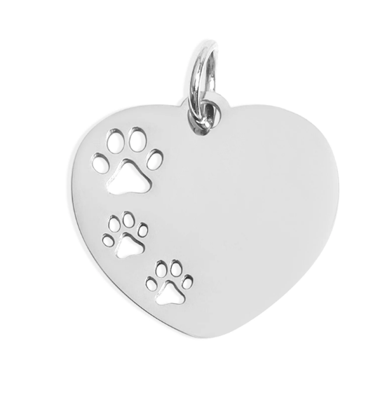 Pawprint Heart Charm - Personalized