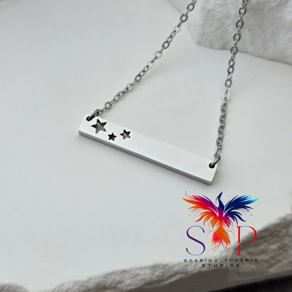 Stars Cutout Bar Necklace - Personalized