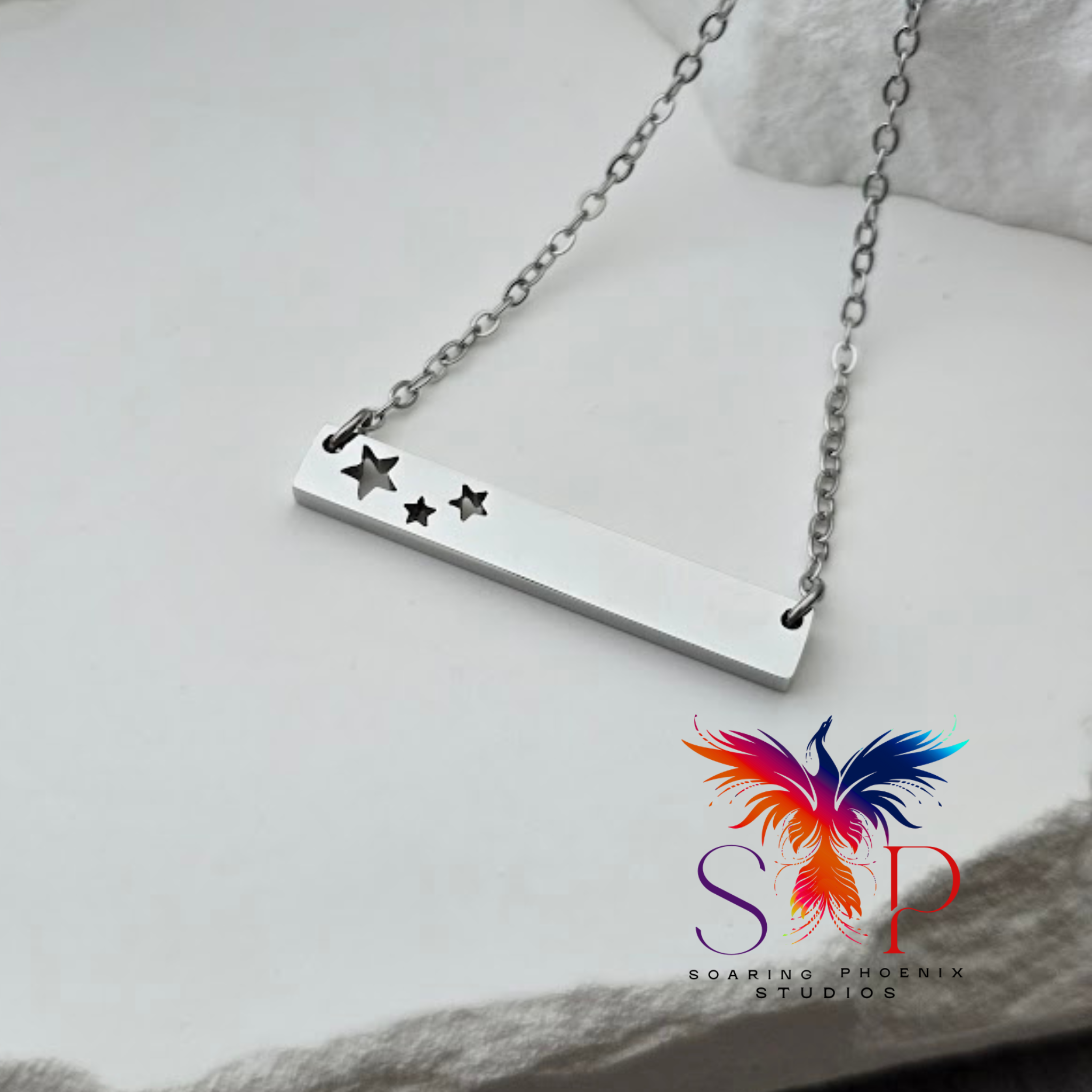 Stars Cutout Bar Necklace - Personalized