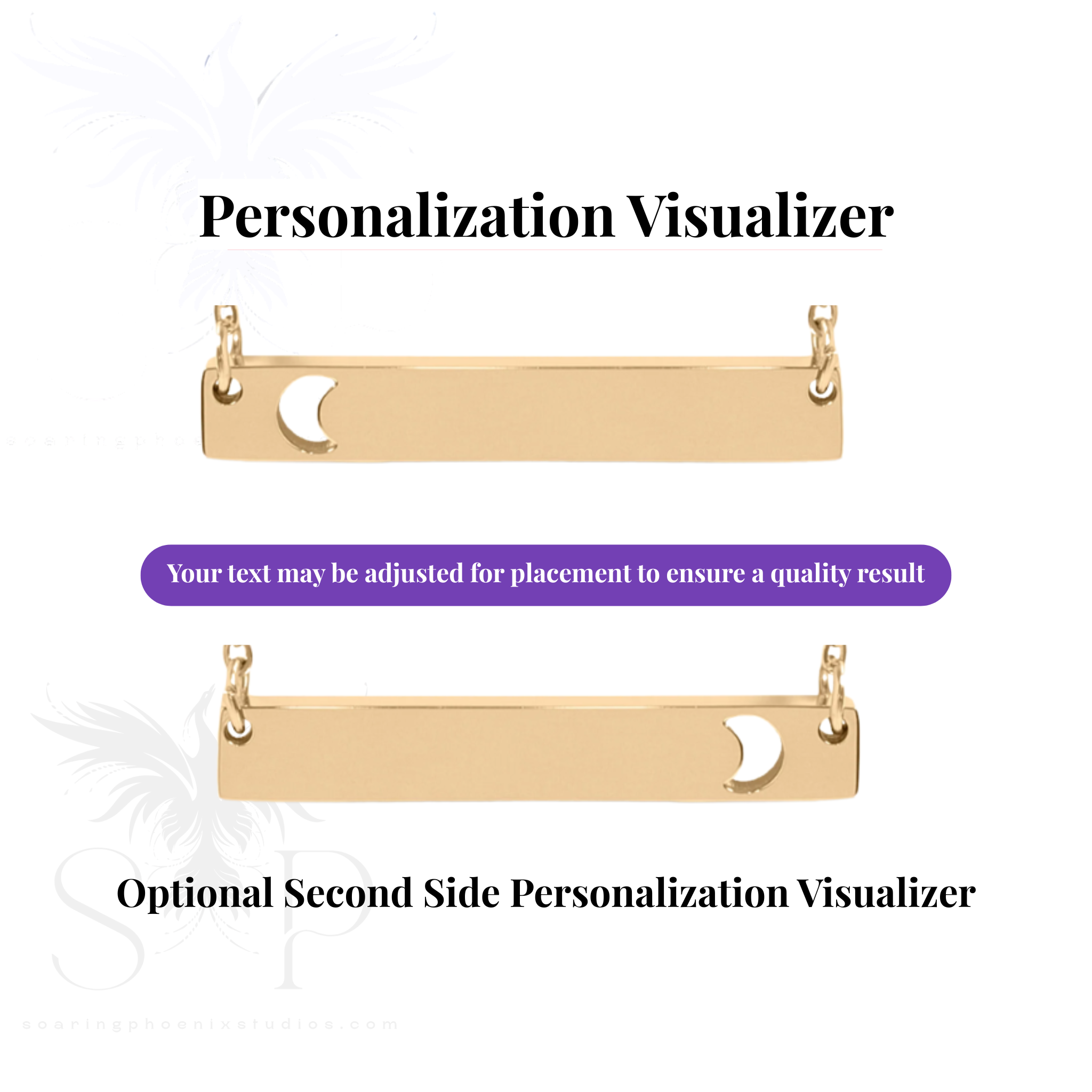 Moon Cutout Bar Necklace - Personalized