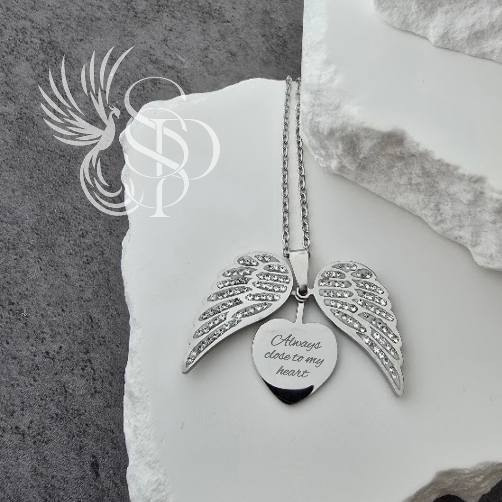 Wings of Remembrance - Memorial Necklace - Personalized